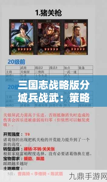 三国志战略版分城兵战武：策略与兵种搭配指南