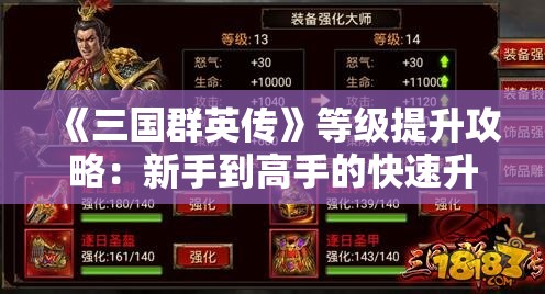 《三国群英传》等级提升攻略：新手到高手的快速升级指南